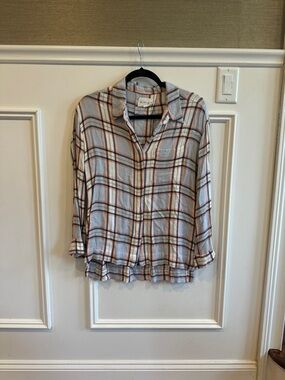 Olive & Oak Plaid Button-Down Shirt in Light Blue and Brown